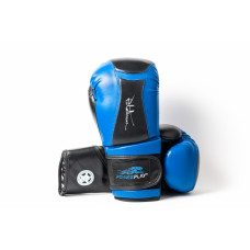 Перчатки для бокса PowerPlay Black-Blue (кожа+PU)